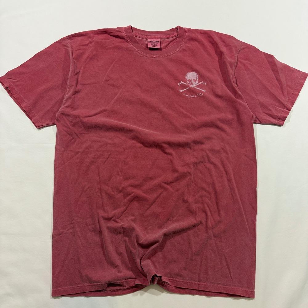 Comfort Colors Graphic T-Shirt Mens Large Red Skull The Beatings Will Continue